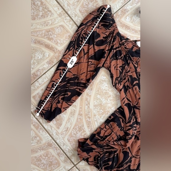 A New Day Black and Brown Abstract Long Sleeve Dress - Picture 9 of 13